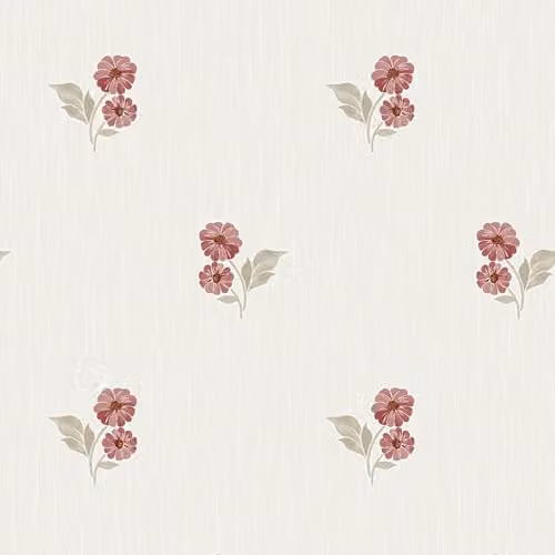 Grandeco Clematis Sprig Textured Floral Vinyl Wallpaper, Red and Yellow