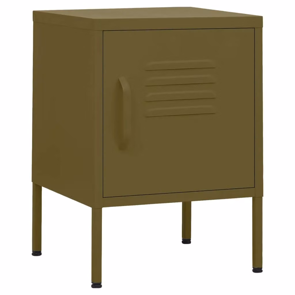 Berkfield Home Modern Metal Nightstand in Matt Green, W/D/H: 35 x 35 x 51 cm – 2