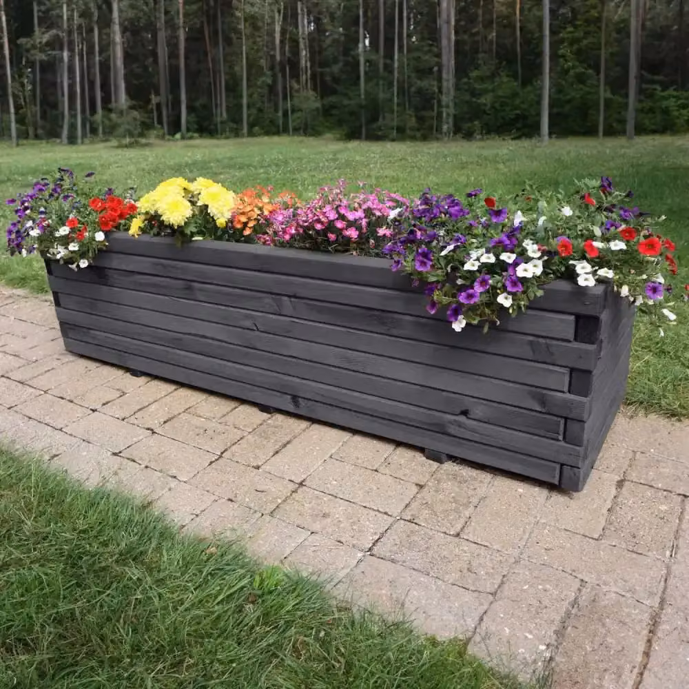 Access Garden Products Grey Pine Raised Trough Planter, W: 140 cm, D: 40 cm, H: 40 cm – 3