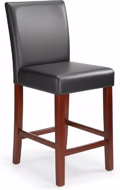 netfurniture Sayni Kitchen Bar Stool with Walnut Frame and Black Padded Synthetic Leather Seat and Back – 1