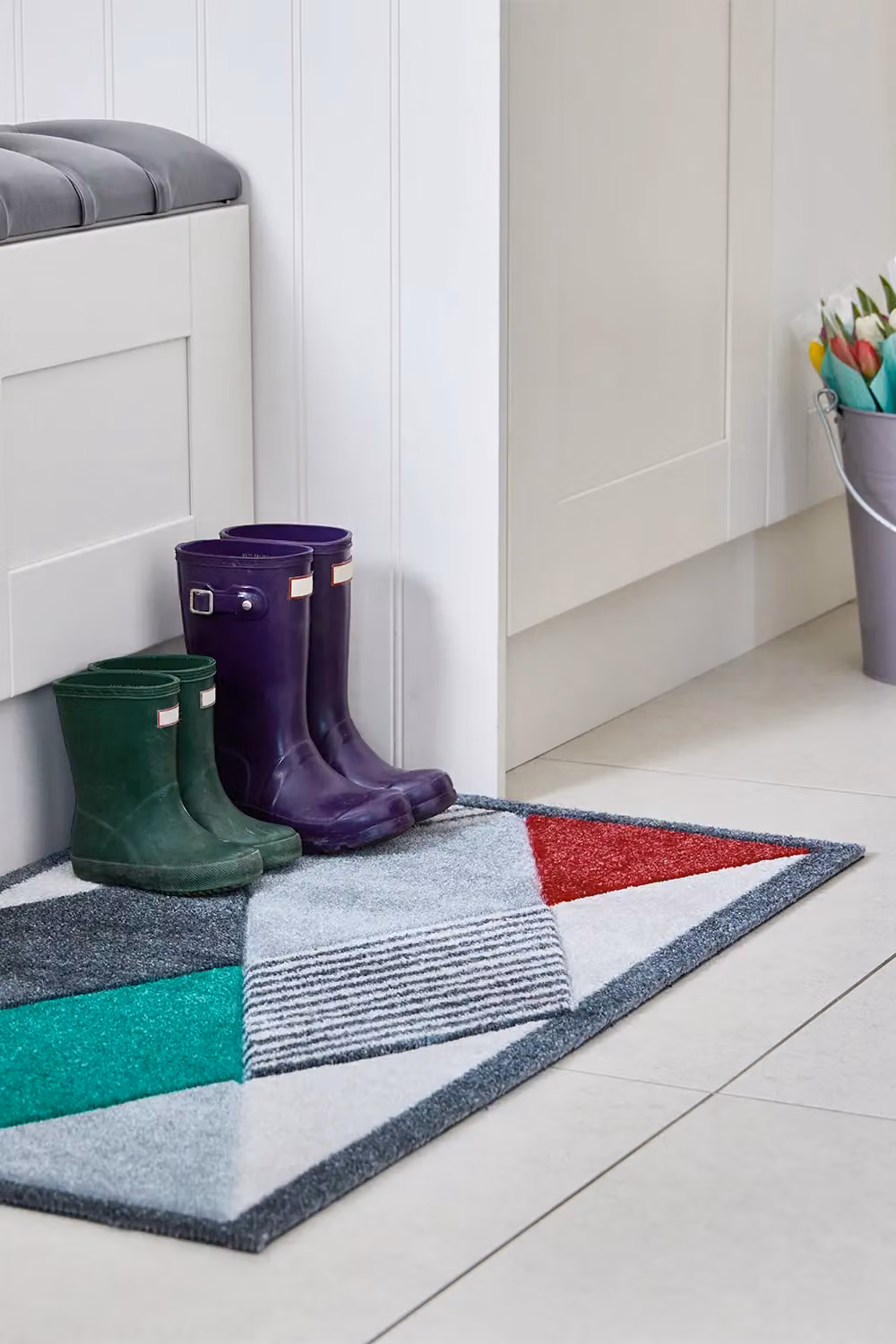 JVL SOLEMATE Hand Carved Gem Doormat, Grey and Multicolour, W: 57 cm, D: 100 cm, H: 1 cm – 8