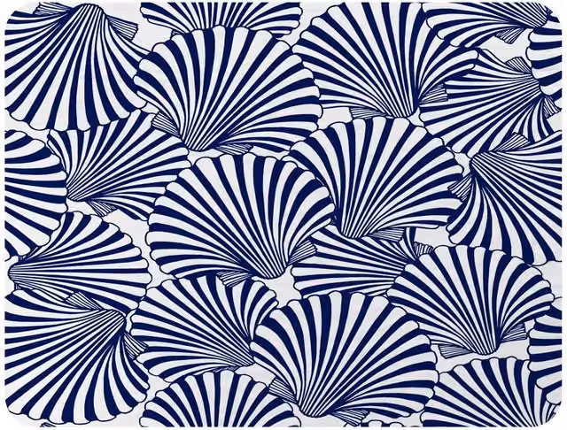 Benjamin Tate Design Striped Sea Shells Fleece Blanket in Blue and Beige, W/D/H: 120 x 150 cm – 2