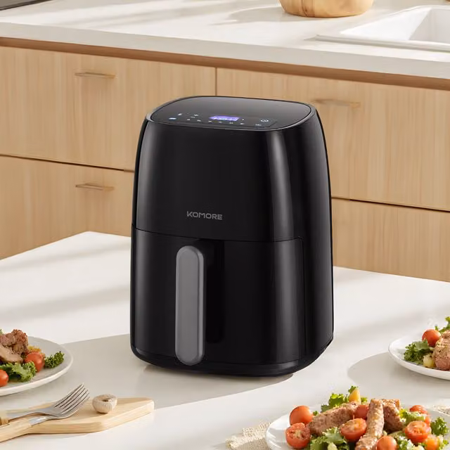 Livingandhome 4.2L Smart Hot Air Fryer with Touchscreen and Auto Shutoff, Black