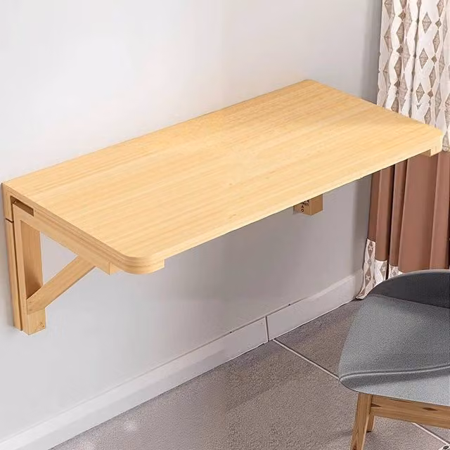 Kelvenix Drop Leaf Computer Desk in Natural Wood, W/D: 50 x 30 cm