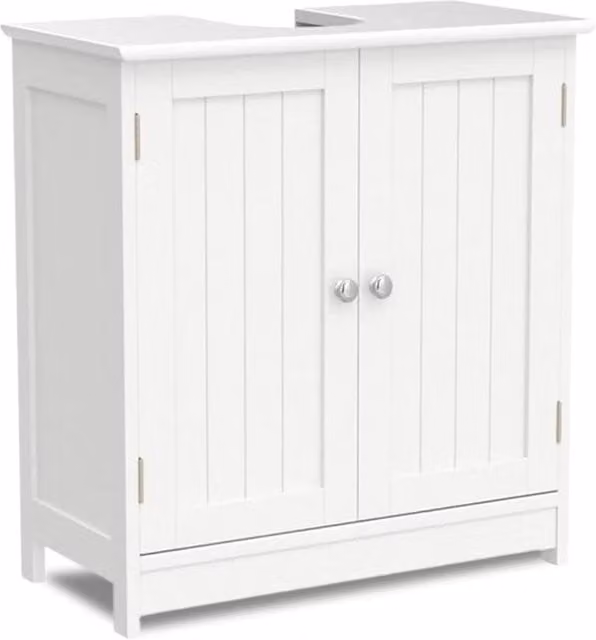 Nordara White Under Sink Bathroom Vanity Unit with Hinged Doors and Internal Shelves