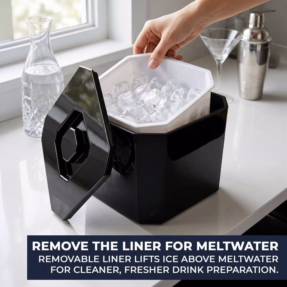 Chabrias Ltd Black Insulated Ice Bucket with Lid and Drainage Liner, 6 l – 6
