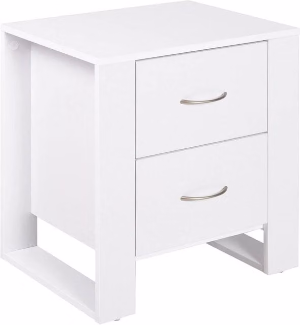 NESTLUNE 2 Drawer Boxy Bedside Table with Handles in White – 1