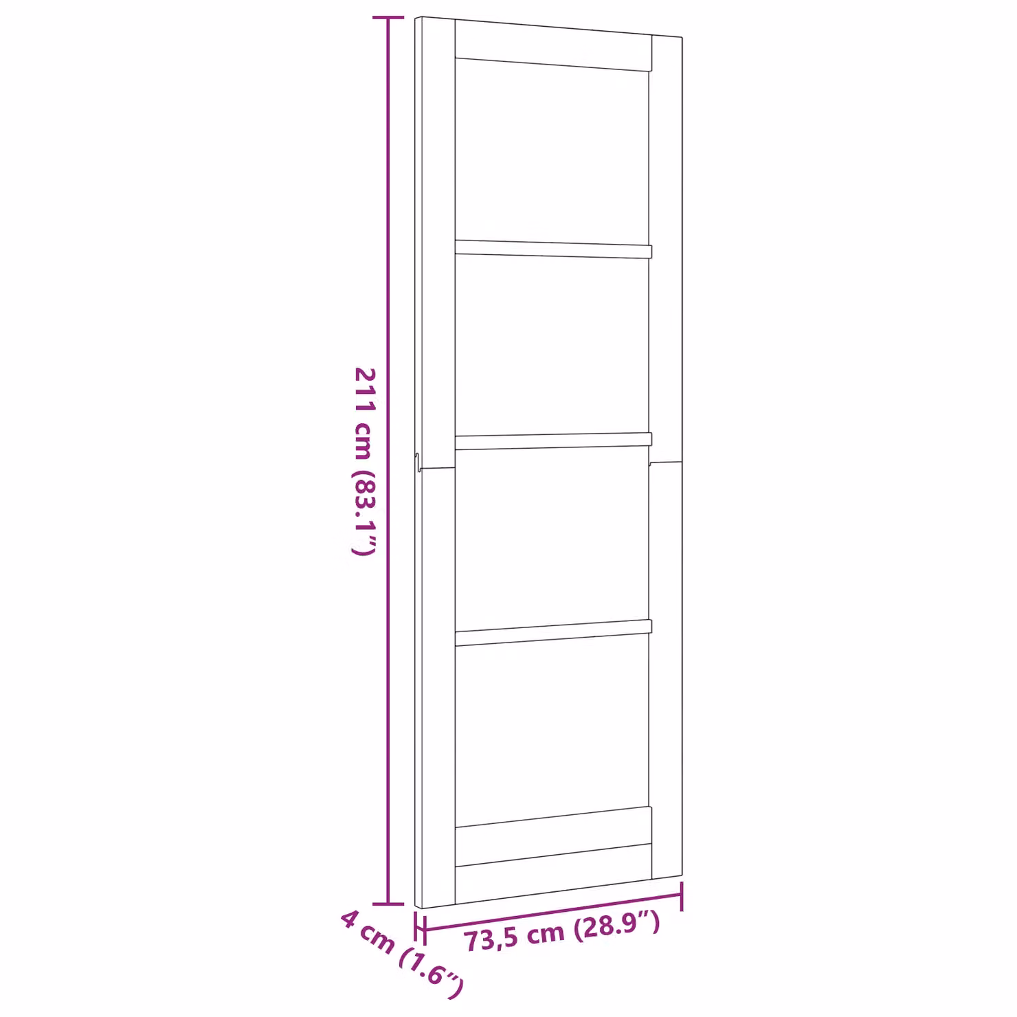 Berkfield Orkdal Minimalist Sliding Interior Door in Beige Solid Pine, W/D/H: 73.5 x 4 x 211 cm – 2