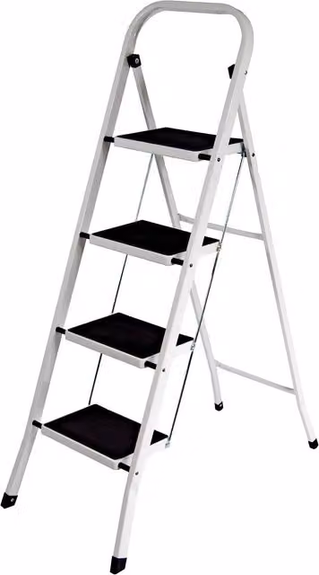 MantraRaj Foldable Steel Step Ladder in White, Height: 127 cm