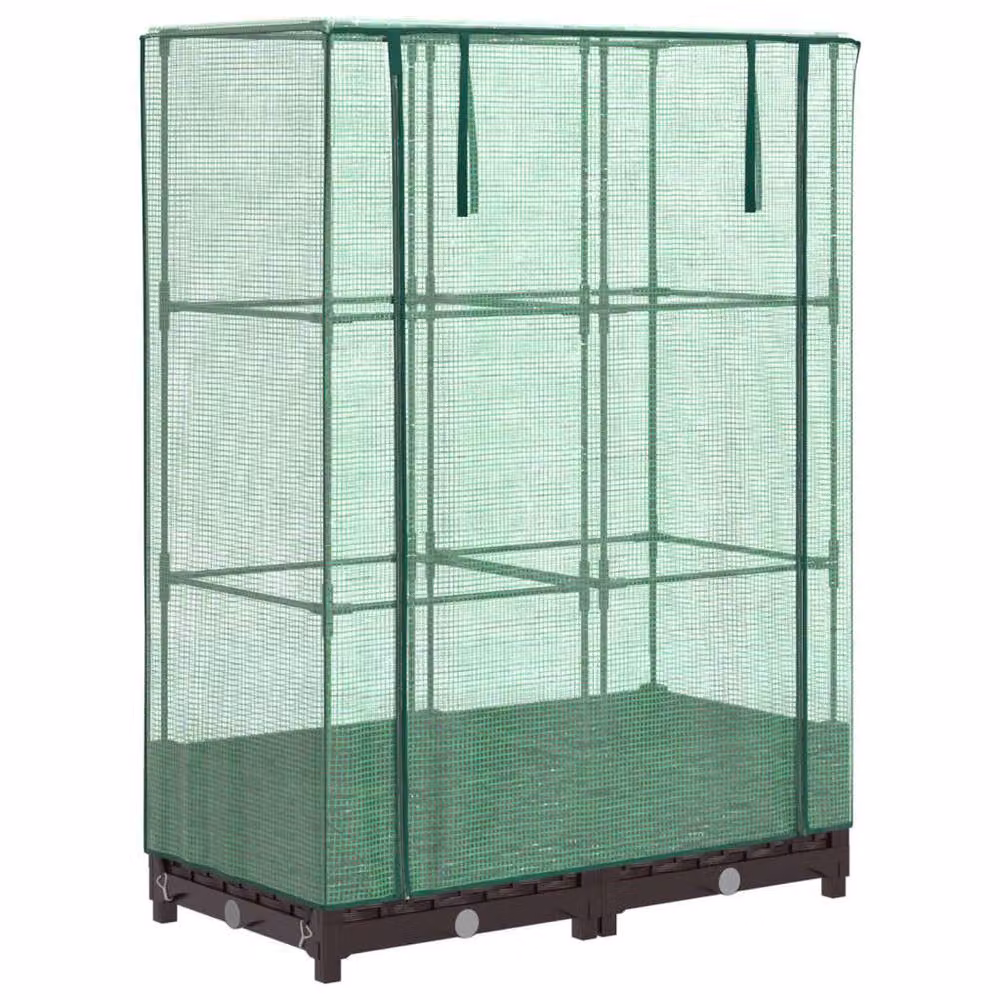 Berkfield Home Raised Bed with Greenhouse Cover in Brown Rattan Look, W/D/H: 80 x 40 x 123 cm – 2