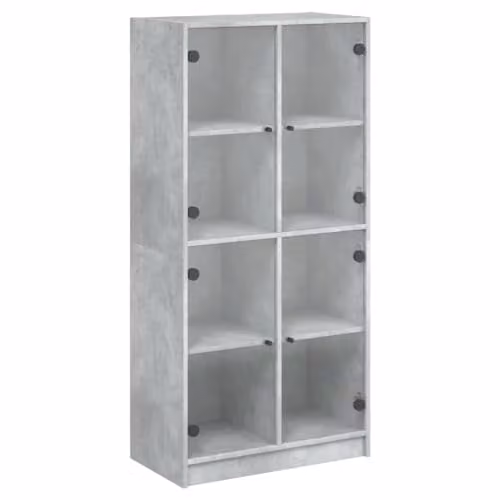 vidaXL Modern Highboard Sideboard in Concrete Grey Engineered Wood with Doors and Storage – 1