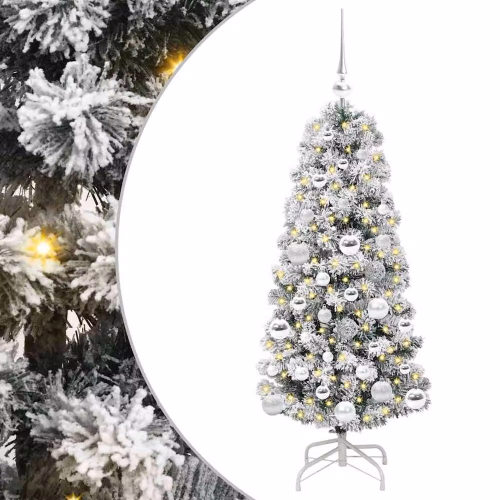 Berkfield Home Realistic Artificial Hinged Tabletop Christmas Tree in Green and White, Height: 120 cm – 3