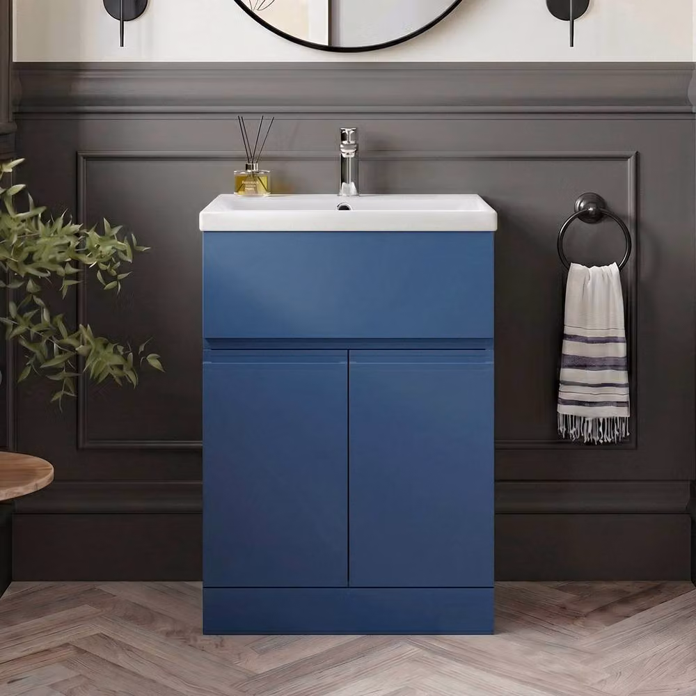 Balterley Mavesyn 2 Door 1 Drawer Freestanding Vanity Basin Unit in Blue, Width: 60 cm – 2