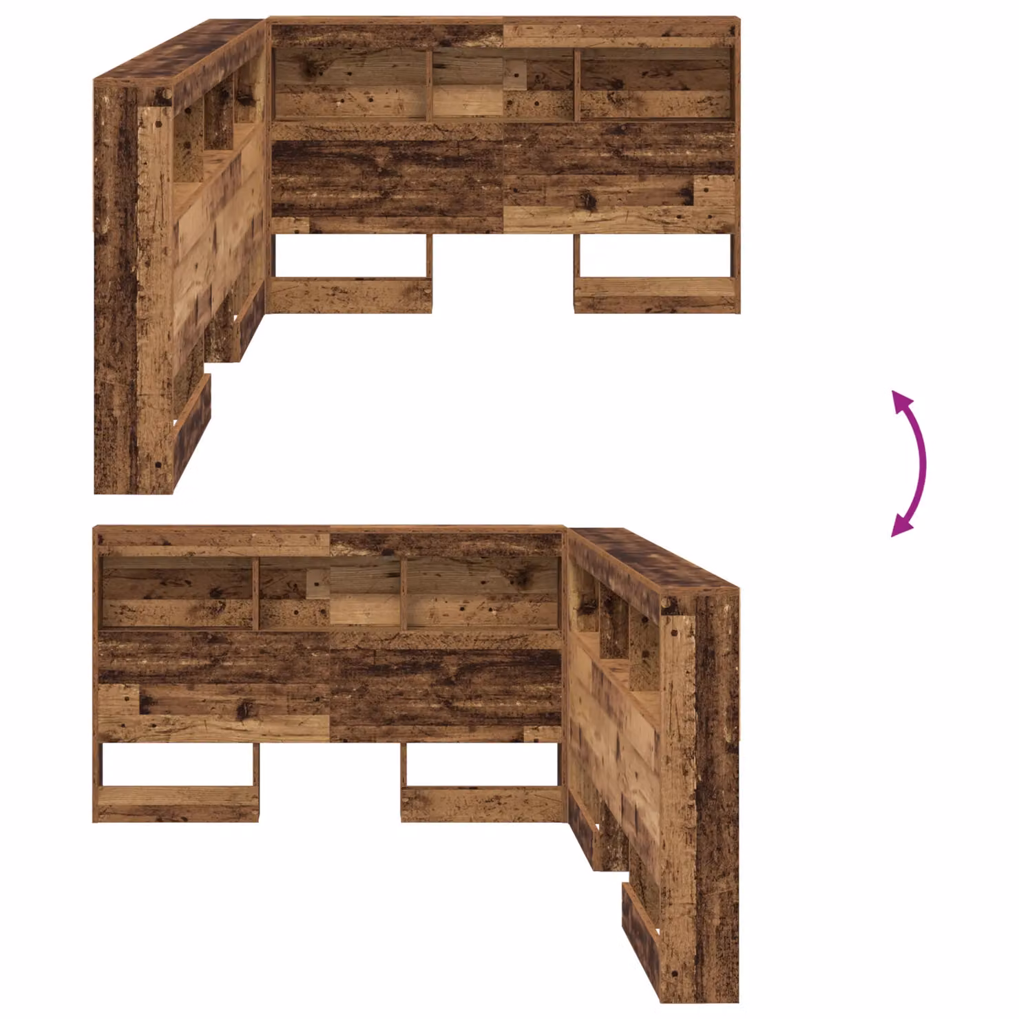 Berkfield Home Storage Headboard with Integrated Shelf in Brown Old Wood, Width: 120 cm – 5