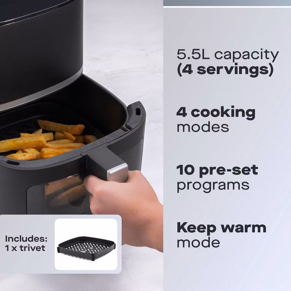 Daewoo 5.5L Air Fryer in Black with View Window and 10 Presets – 2