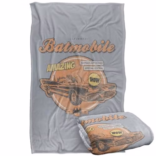 Warner Bros. Batman Batmobile Super Soft Fleece Throw Blanket, Multicolour, W: 91.44 cm x L: 147 cm