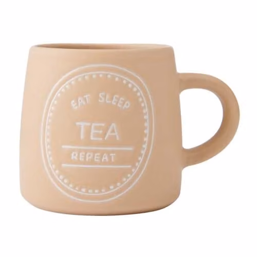 Mikasa Orange Stoneware Eat Sleep Tea Repeat Mug, 400ml