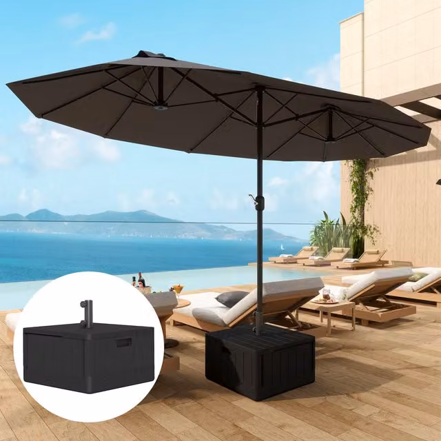 Outsunny Black Sand or Water Filled Plastic Garden Parasol Base