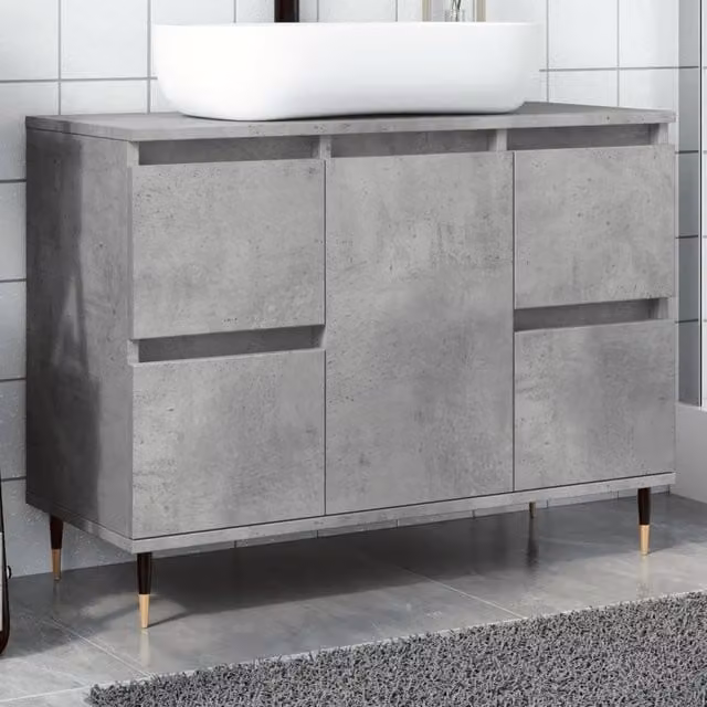 Berkfield Home Industrial Bathroom Cabinet in Concrete Grey, W: 80 cm, D: 33 cm, H: 60 cm