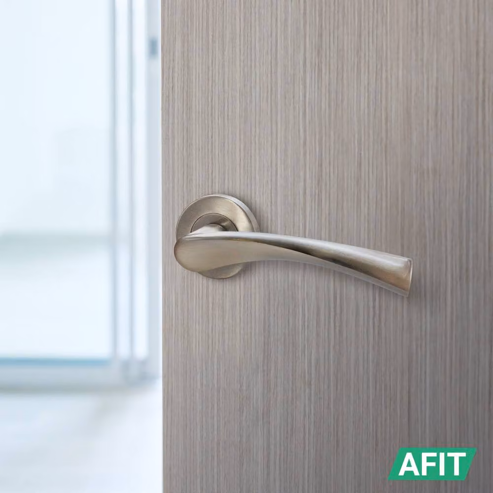 AFIT Satin Nickel Bathroom Twist Door Handles and WC Lock Thumbturn Set in Silver, 2 Pack – 5