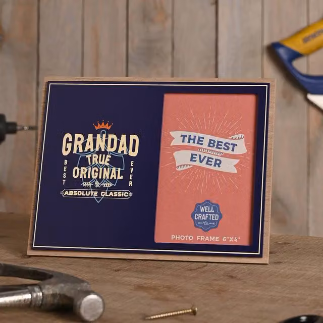 Well Crafted Blue Rectangular Wooden Single Photo Frame for Tabletop, 10 x 15 cm
