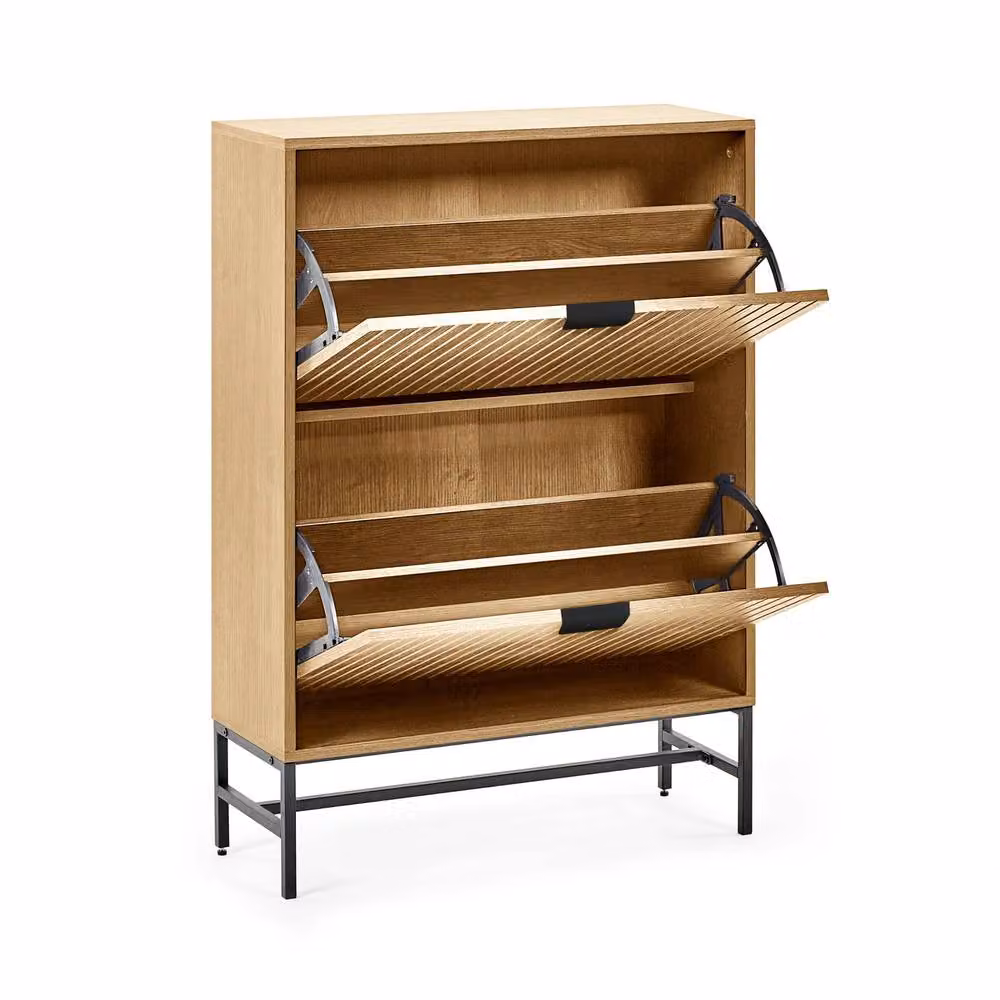 Cheshire Premium Suri 2 Door Shoe Storage Cabinet in Light Oak Effect – 2