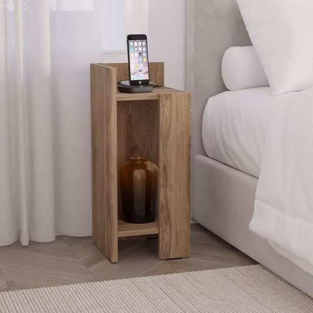 Decortie Elos Modern Narrow Left Module Bedside Table in Dark Brown, W: 25 cm, H: 60 cm, D: 27 cm
