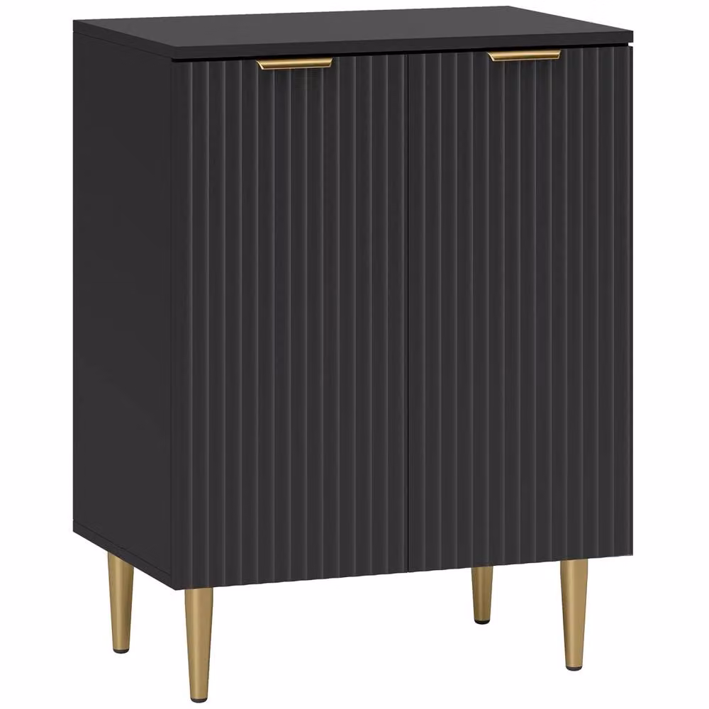 Wyld Haus Sutto Black Etched Sideboard with Gold Accents and Ribbed Doors – 2