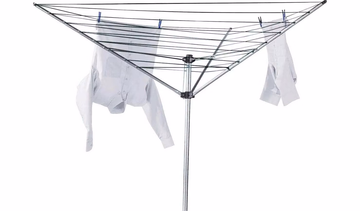Cheap Furniture Warehouse Heavy Duty 3 Arm Outdoor Rotary Washing Line Airer Dryer in Silver Steel and PVC, 30m