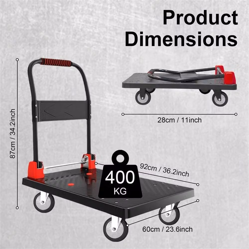 Nordara Heavy-duty Folding Platform Hand Truck with Casters, Black – 2