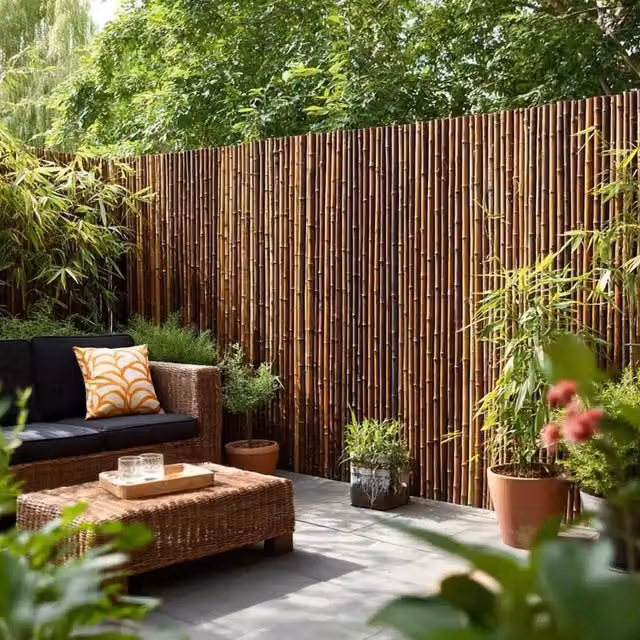 Premium Thick Woven Bamboo Cane Screening Roll in Black and Brown, Height: 240 cm