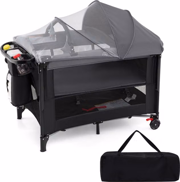 COSTWAY Portable Baby Bassinet in Black