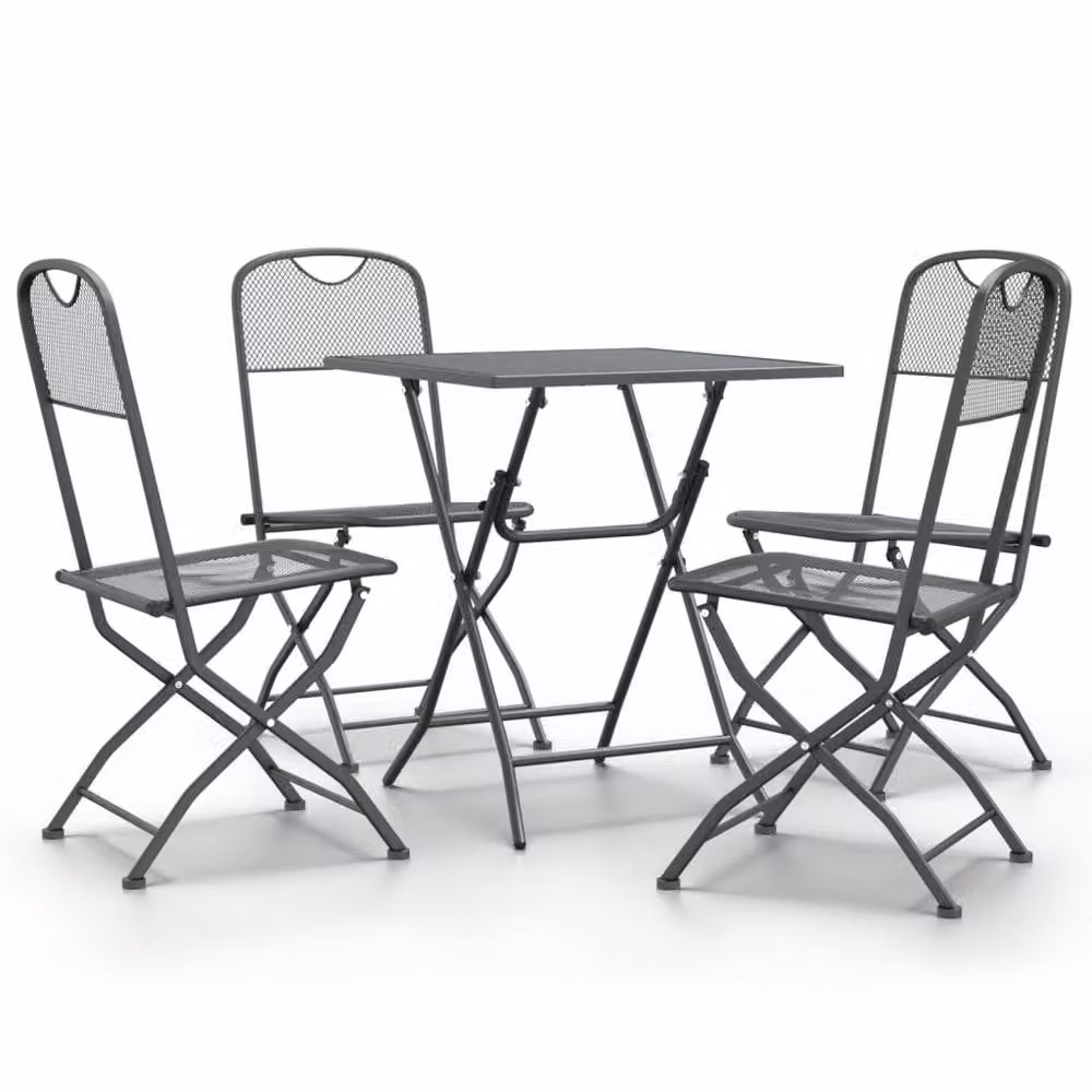 Berkfield Home 5 Piece Modern Garden Dining Set in Anthracite Black Expanded Metal Mesh – 2