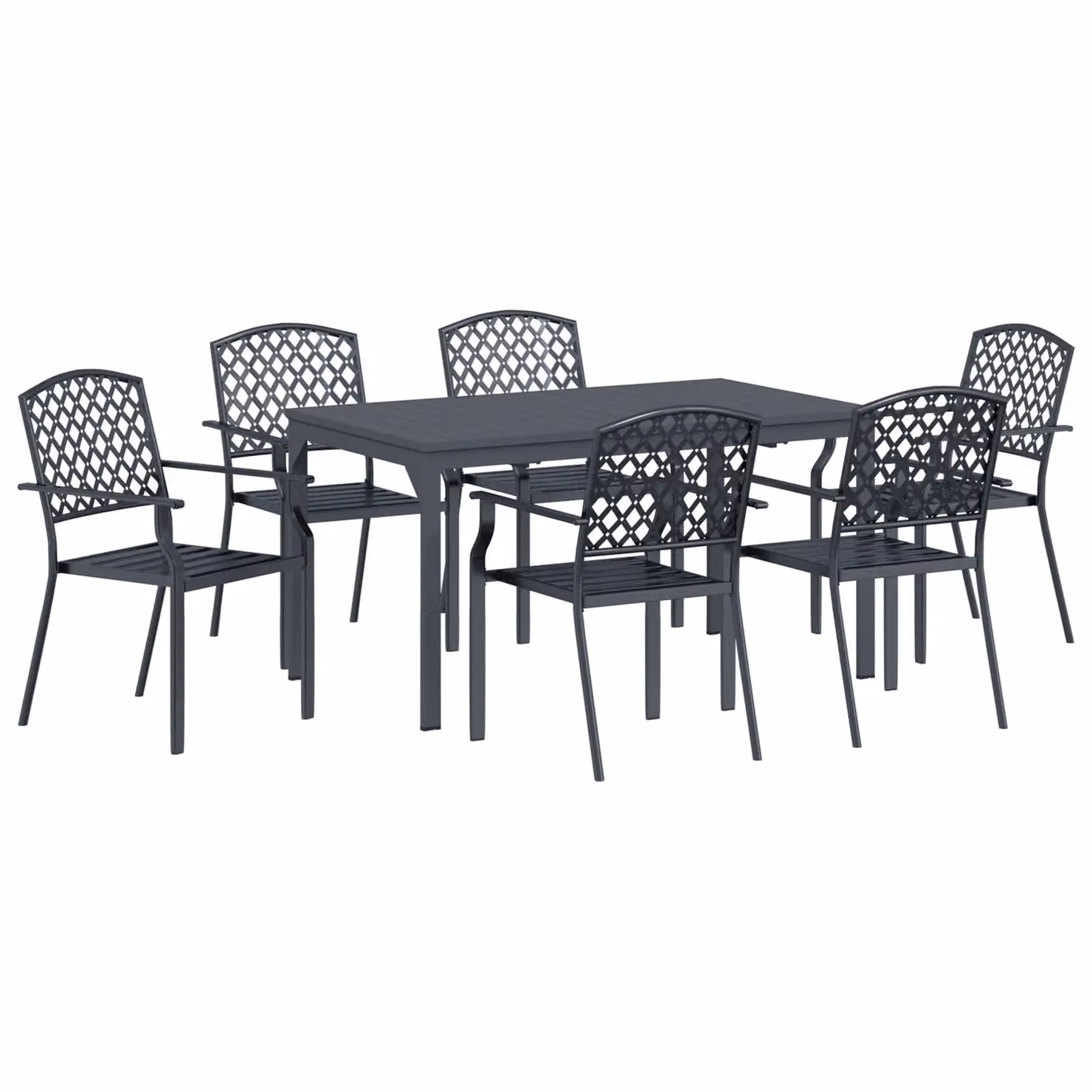Berkfield Home 7 Piece Modern Anthracite Steel Garden Dining Set – 2