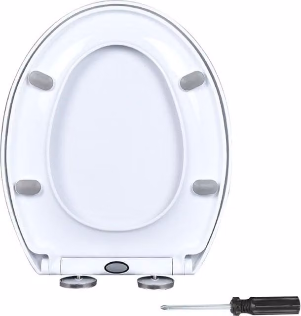 VOGREX White Heavy Duty Soft Close Toilet Seat with Universal Anti Slam Oval Hinges