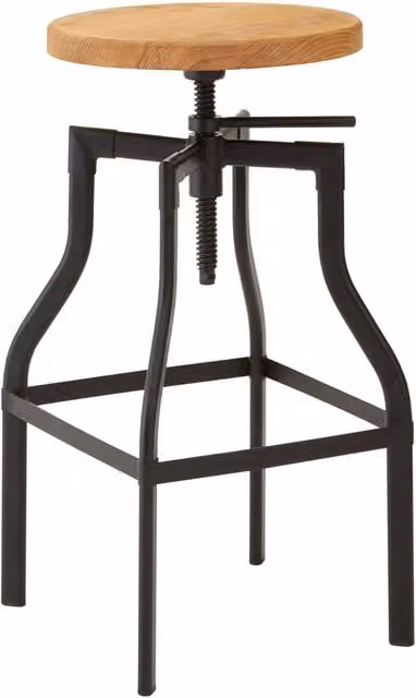 Orsina Industrial Ash Wood and Metal Bar Stool in Black – 2