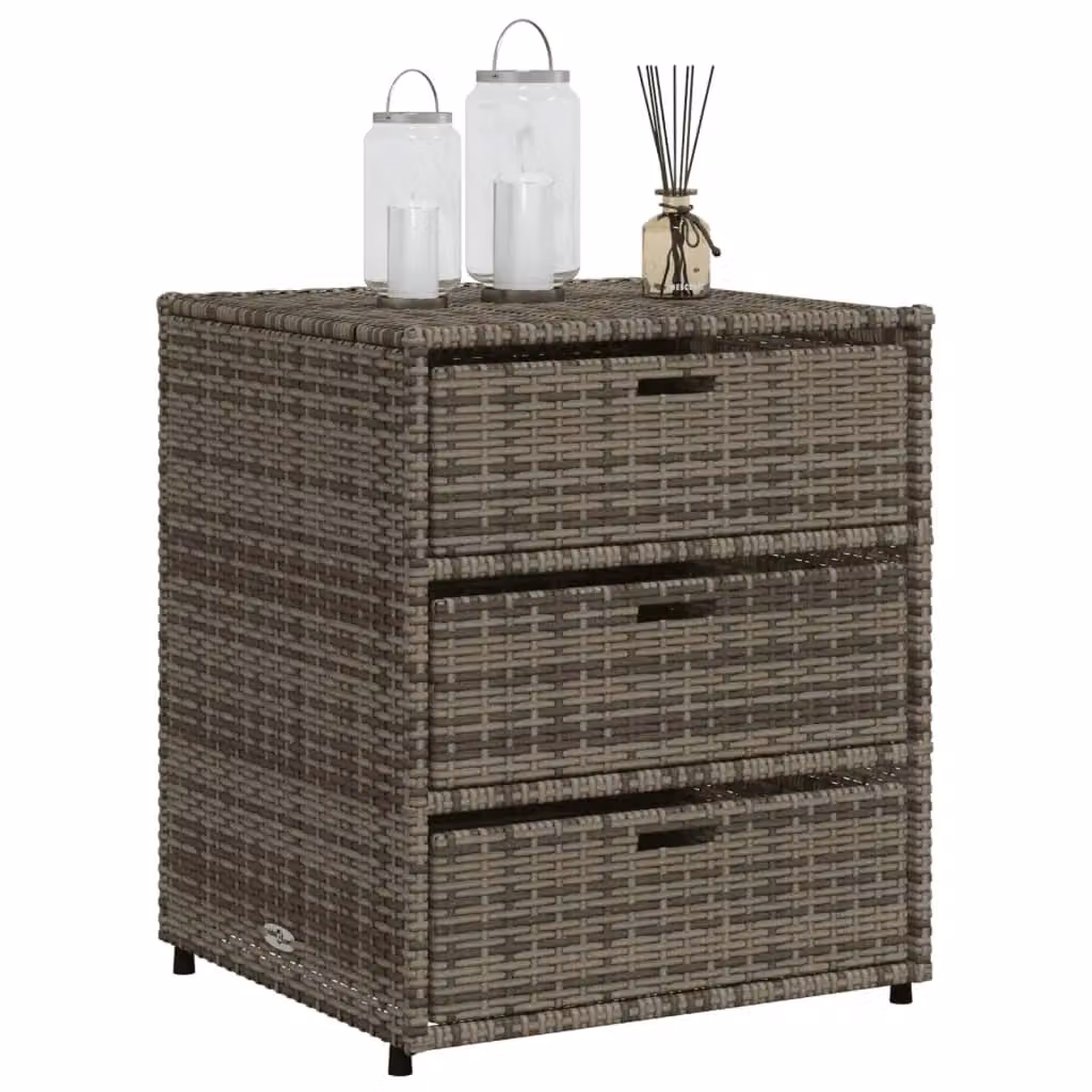 Berkfield Home Grey Poly Rattan Garden Storage Cabinet W/D/H: 55 x 59 x 69 cm – 3