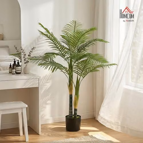 HOMCOM 120cm Green Artificial Palm Tree with 14 PEVA Leaves – 2