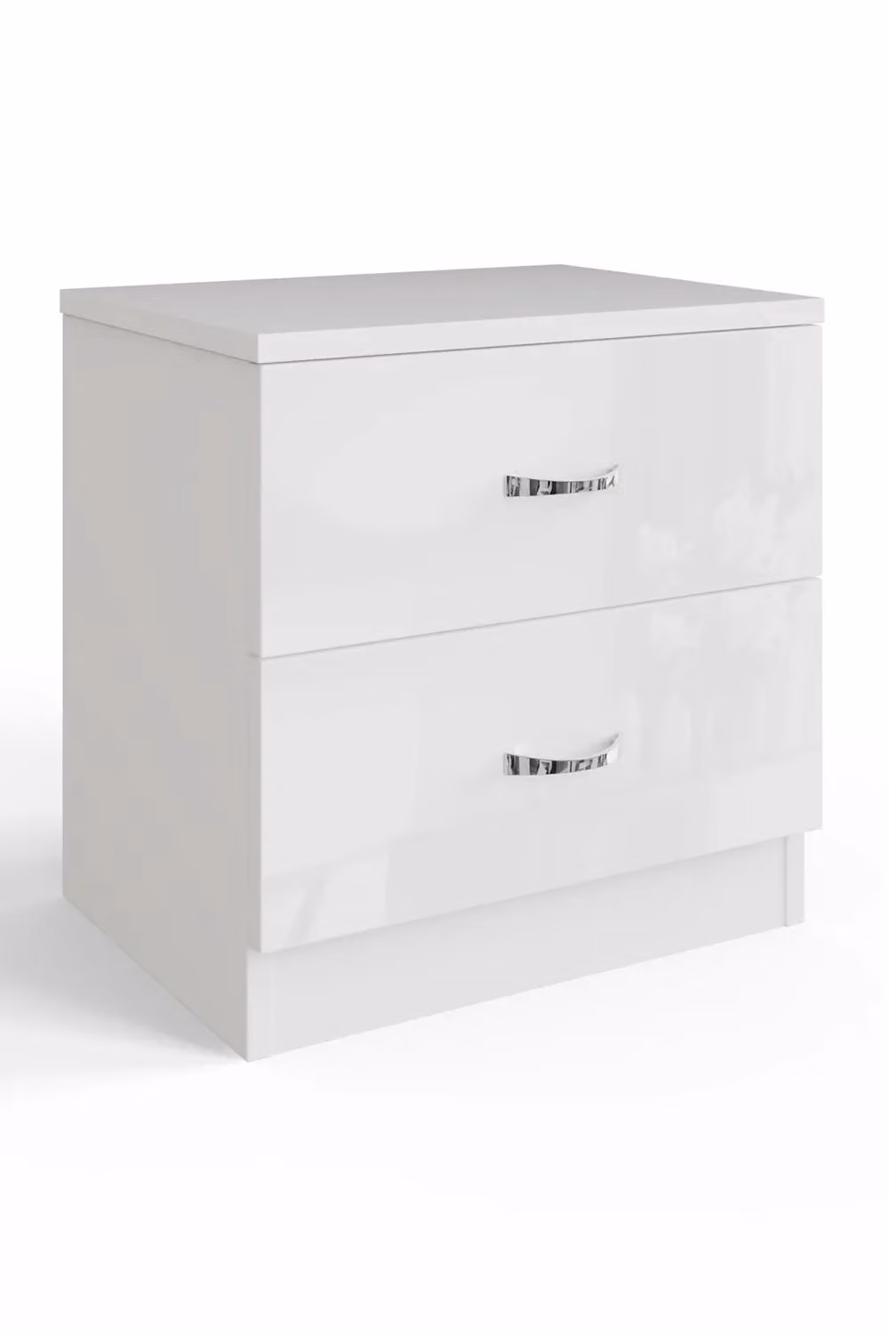 FWStyle Chilton 2 Drawer Bedside Table Chest in White Gloss, H 46 x W 45 x D 40 cm – 3