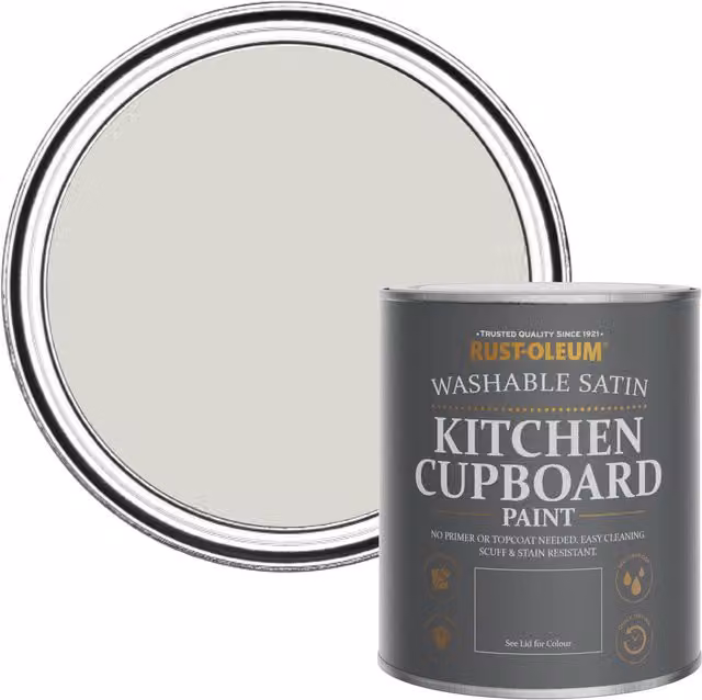 Rust-Oleum Grey Scrubbable Kitchen Cupboard Paint in Satin Finish, 0.75 l