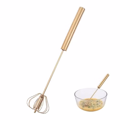 Orsina Stainless Steel Press and Spin Whisk in Silver or Gold, 35cm – 1