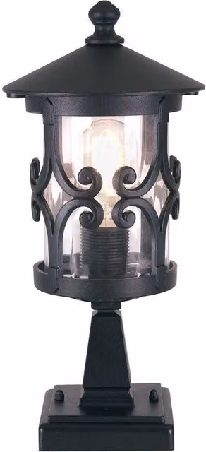 Netlighting Hereford Black Metal Outdoor Pedestal Lantern with E27 Socket – 1