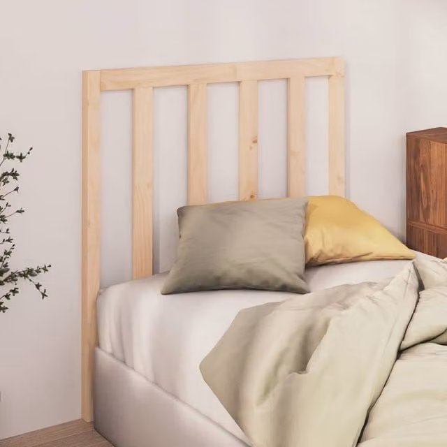 Berkfield Home Beautiful Solid Wood Pine Bed Headboard in Beige, W/D/H: 95 x 4 x 100 cm