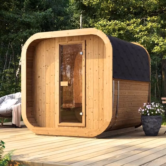 Stjarna Free Standing Outdoor Garden Sauna in Brown Thermowood