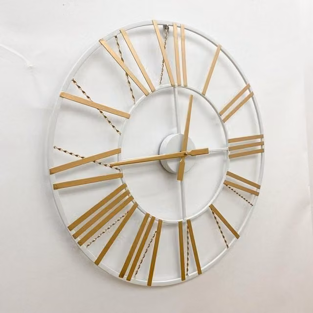 Minster Modern Square Quartz Wall Clock in White and Brown, W60 x H60 cm