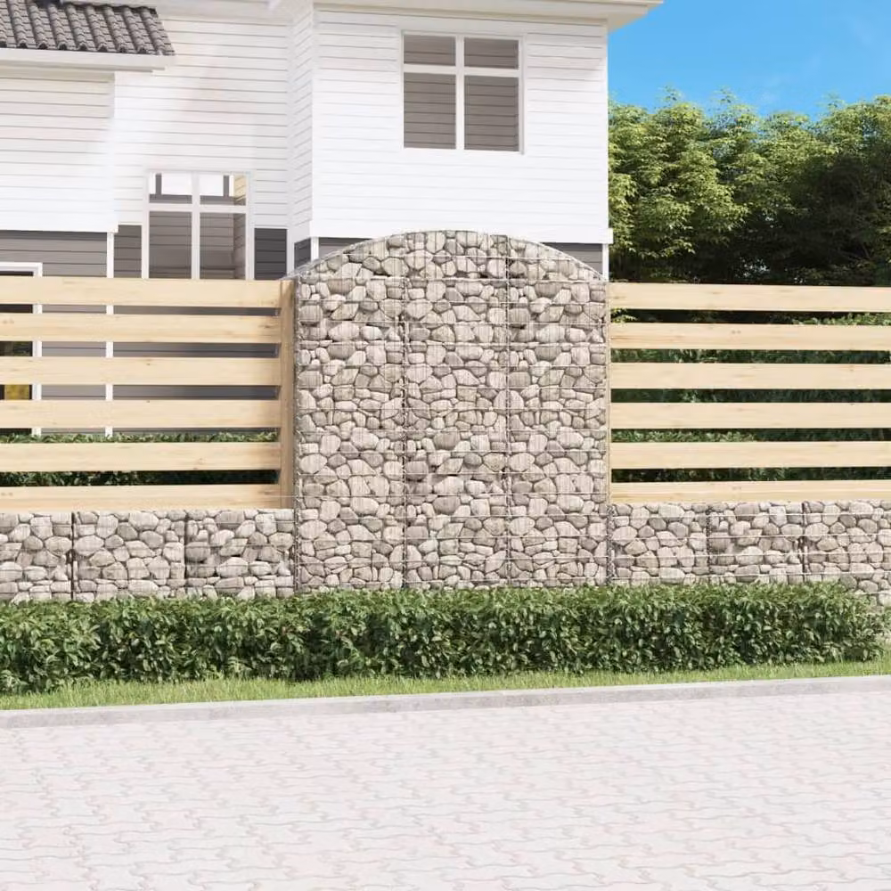 Berkfield Home Arched Gabion Basket in Silver Galvanised Steel, W: 150 cm, D: 50 cm, H: 180-200 cm – 2