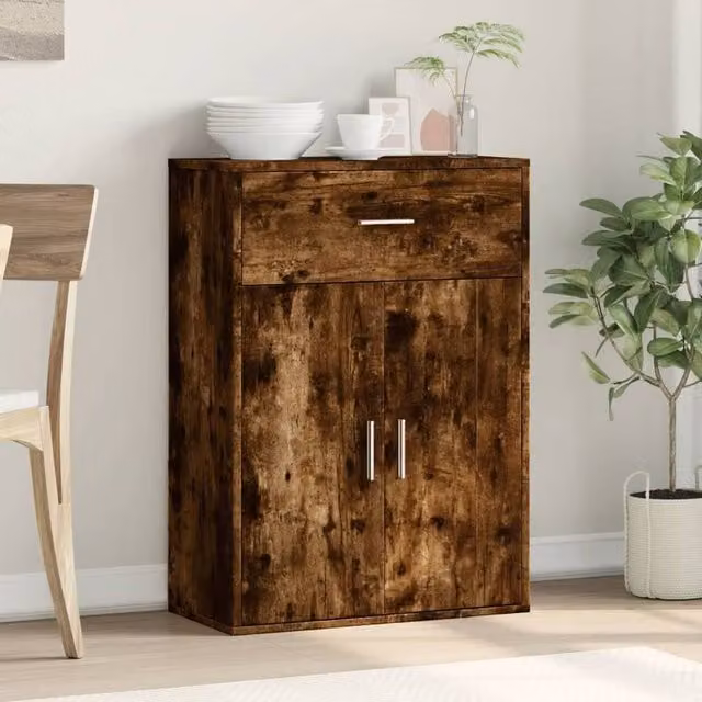 Berkfield Home Smoked Oak Sideboard in Brown, W/D/H: 60 x 30 x 84 cm