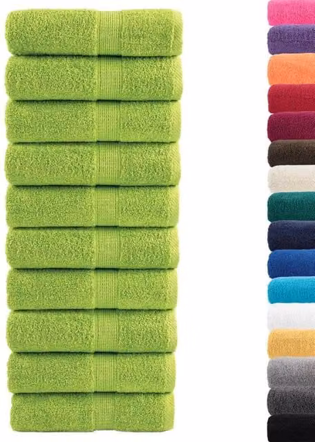 Berkfield Home SOLUND Premium Cotton Terry Guest Towels, Apple Green, 10 Pack, W: 30 cm, H: 50 cm, 600 gsm