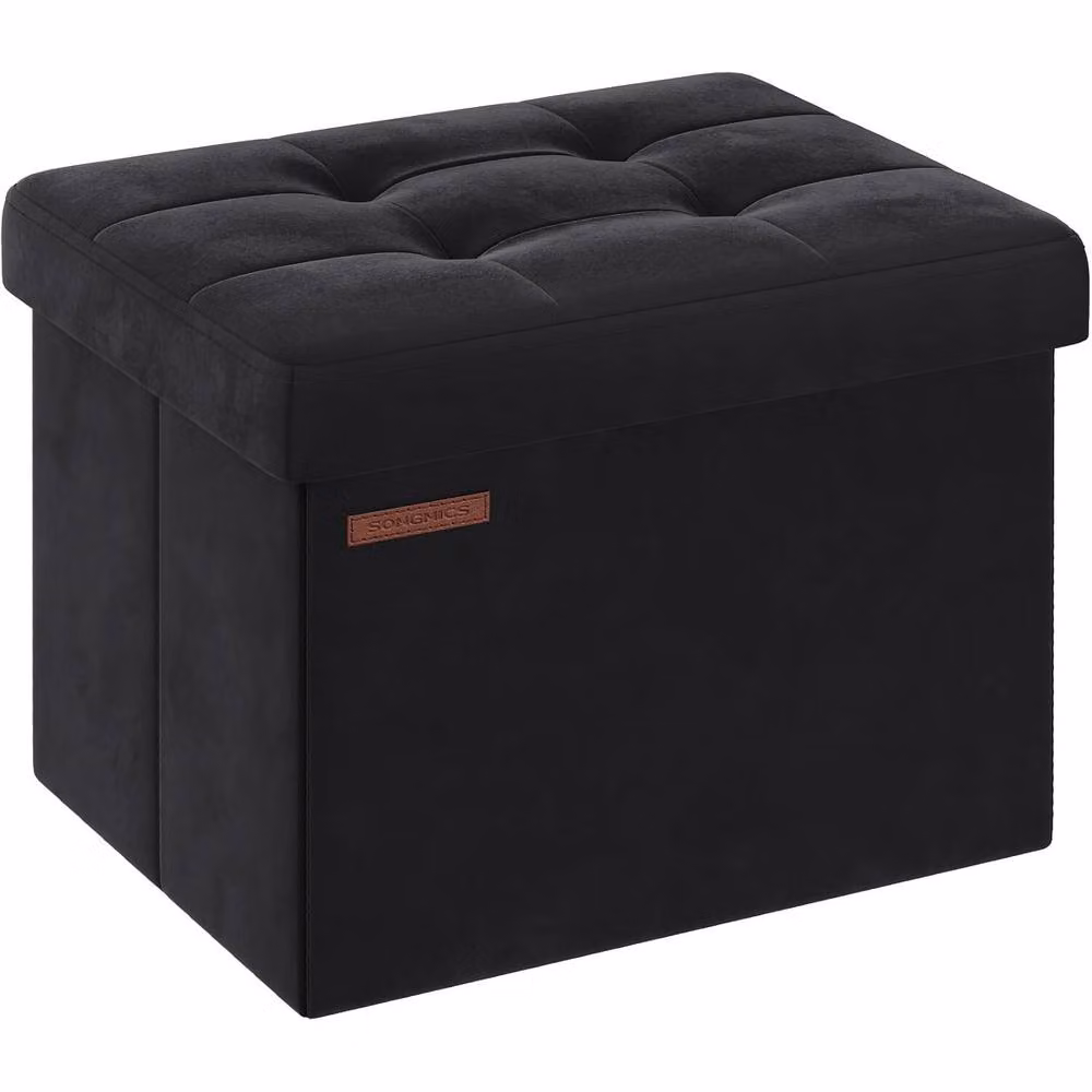The Bazaarist Folding Storage Ottoman Bench in Jet Black – 2