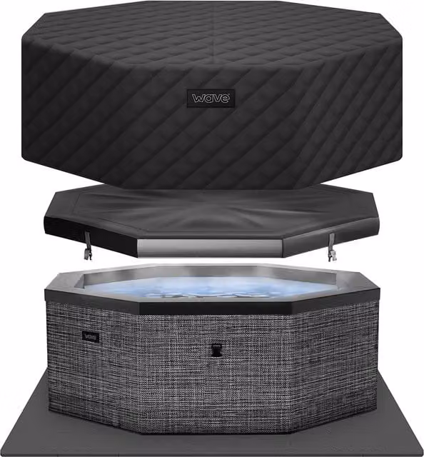 Wave Como 6-Person Inflatable Eco Foam Spa with Integrated Heater in Flint Grey with EnergySave Bundle